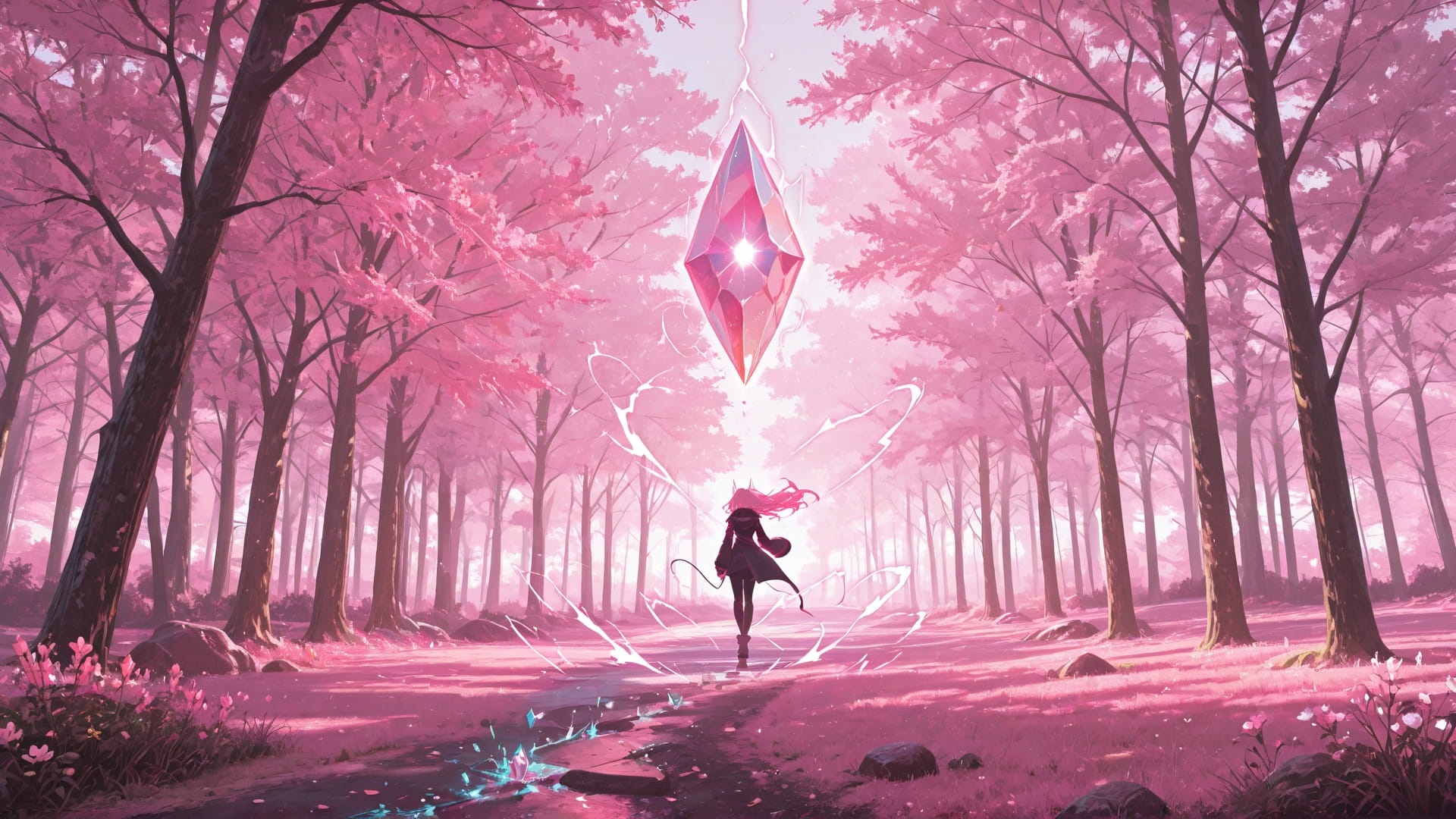 Pink Afternoon Nature Crystal smartphone wallpaper free download, vertical 16:9 format, Pink, Afternoon, Nature, Spring 001