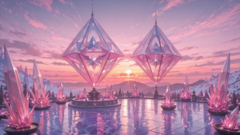 Pink Sunset Sky Crystal smartphone wallpaper free download, vertical 9:16 format, Pink, Sunset, Sky, Spring 001