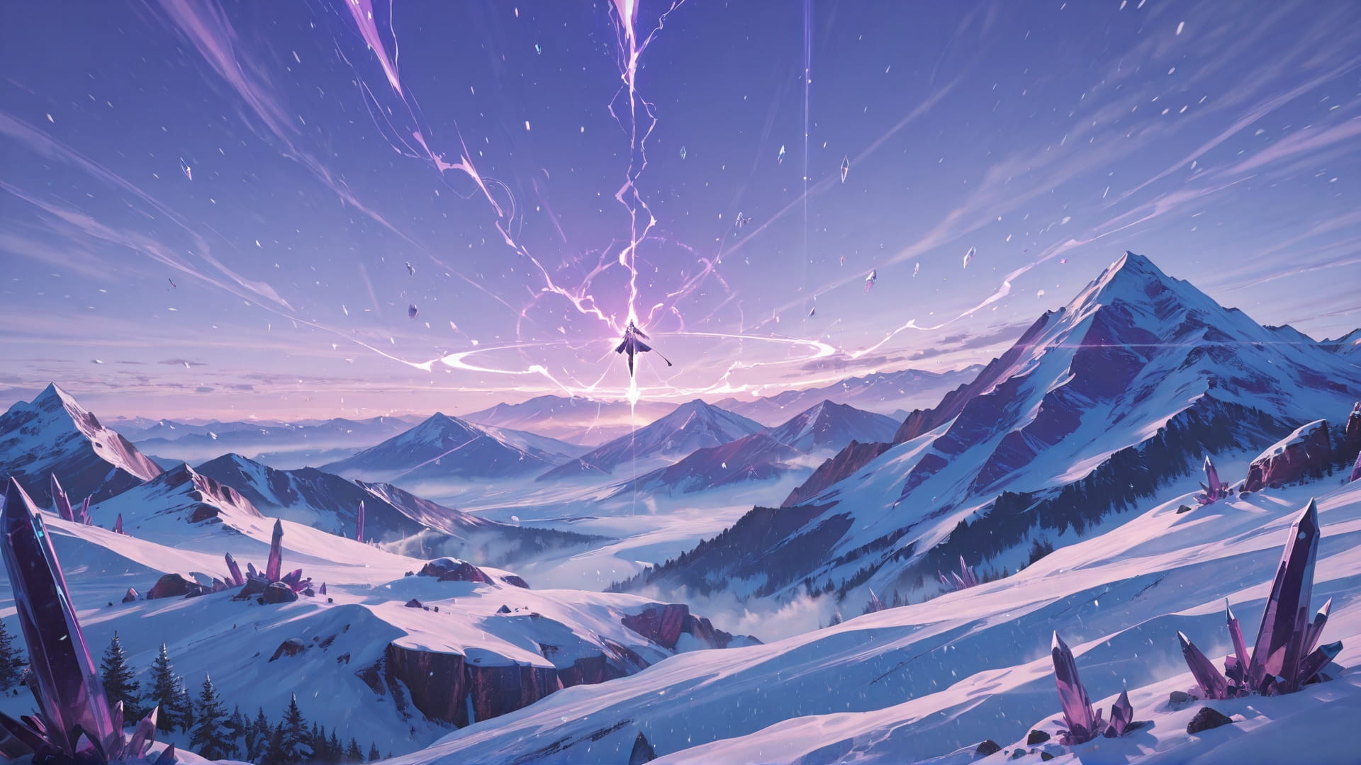 Purple Afternoon Mountain Crystal smartphone wallpaper free download, vertical 16:9 format, Purple, Afternoon, Mountain, Winter