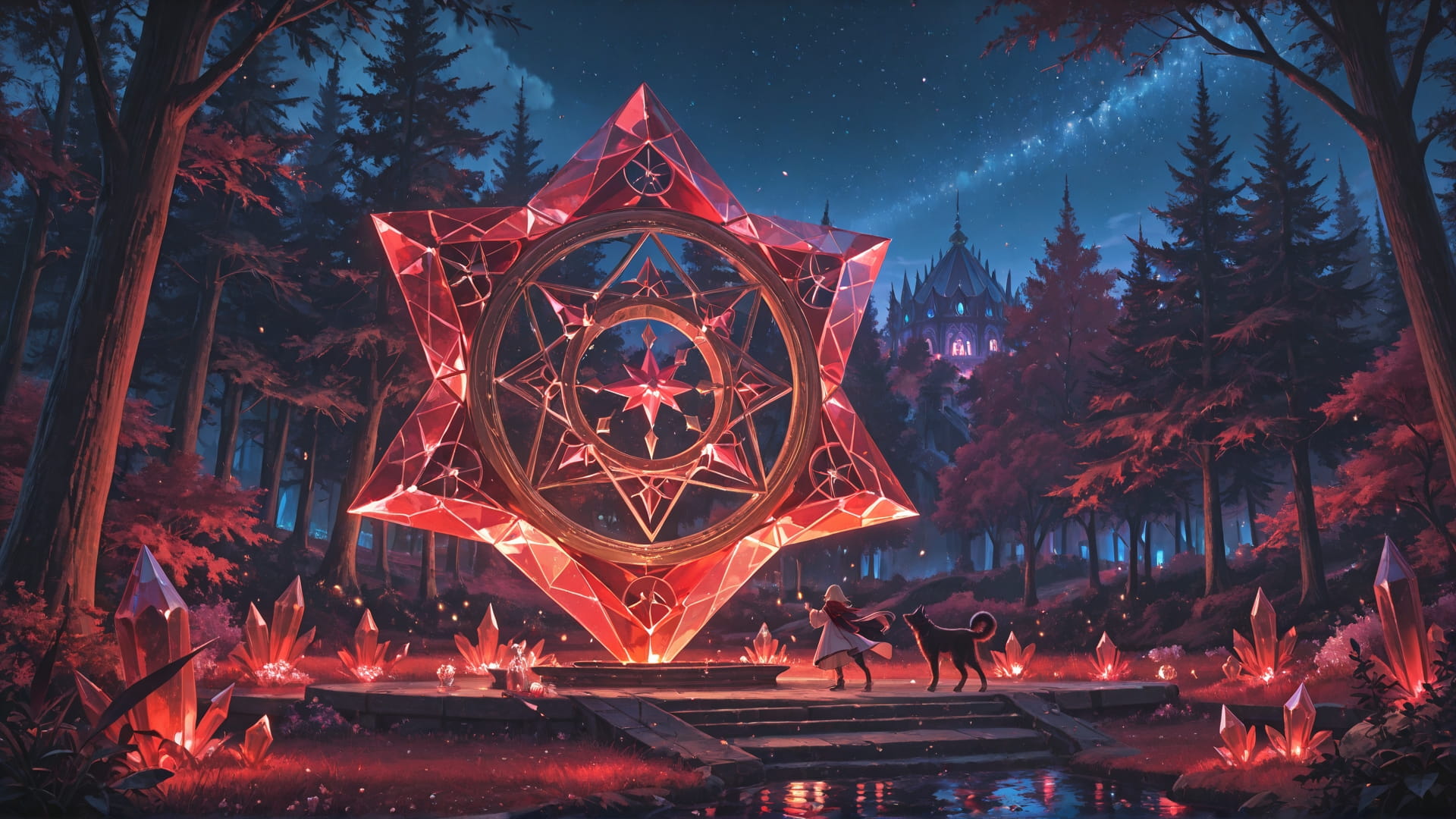 Red Night Nature Crystal smartphone wallpaper free download, vertical 16:9 format, Red, Night, Nature, Spring