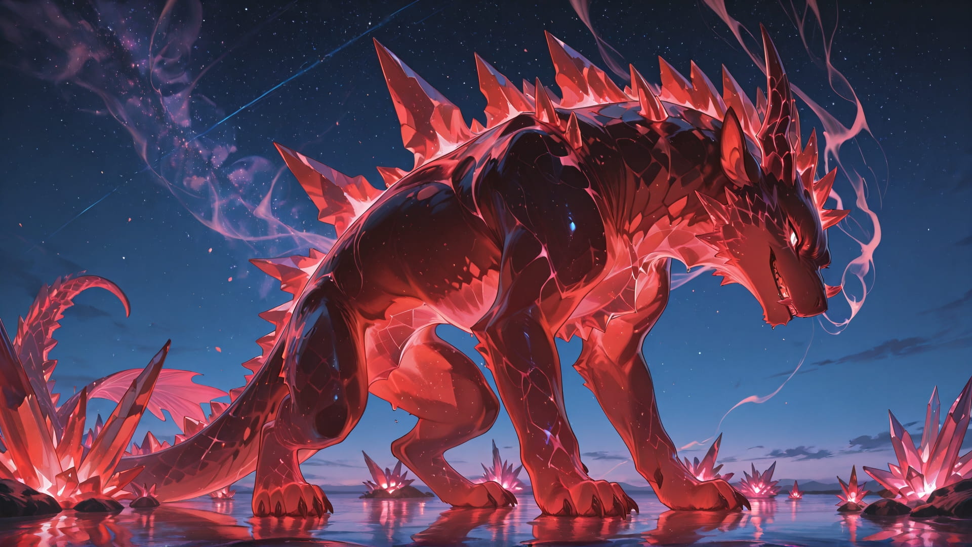 Red Night Sky Crystal smartphone wallpaper free download, vertical 16:9 format, Red, Night, Sky, Summer