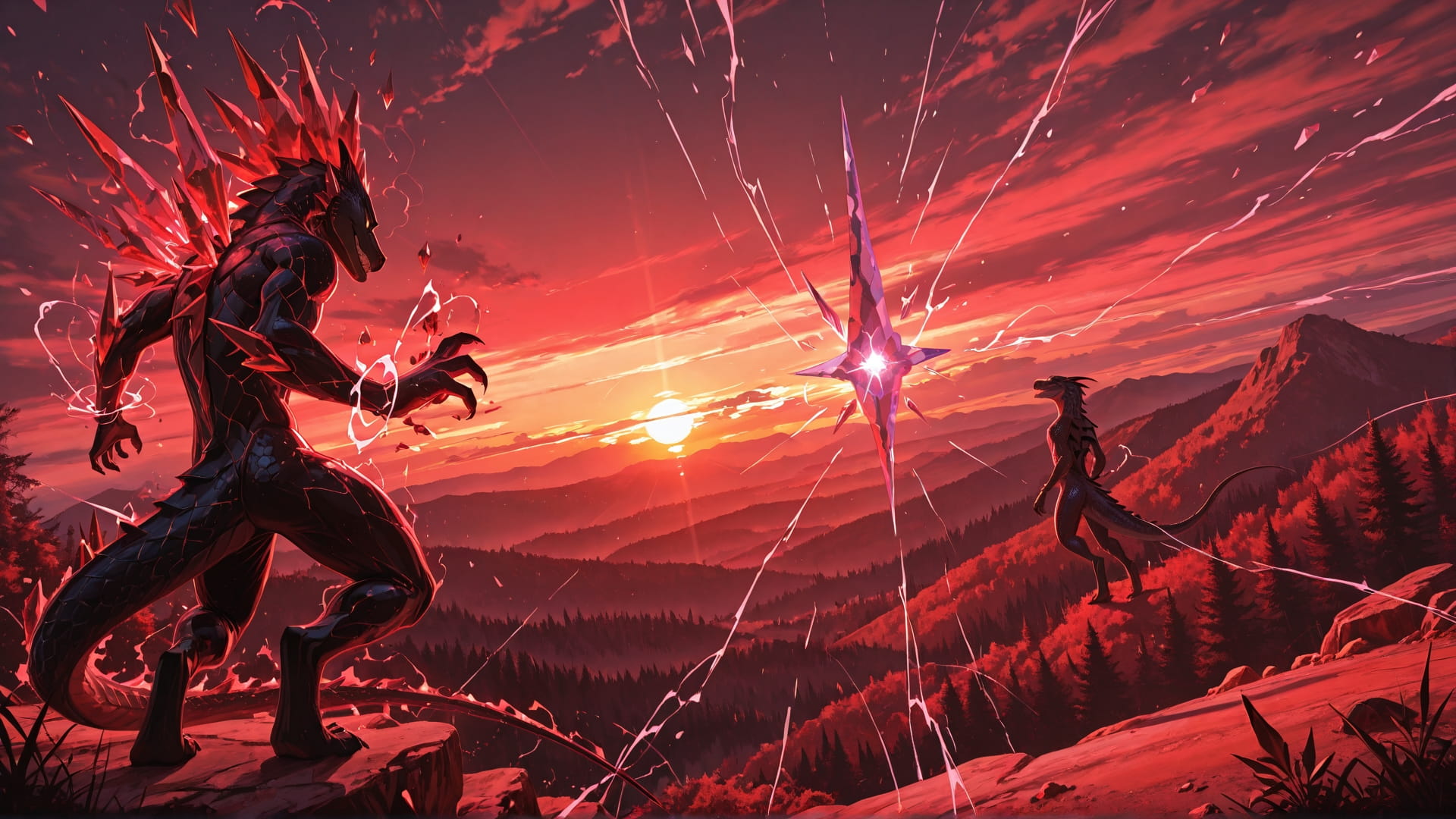 Red Sunset Nature Crystal smartphone wallpaper free download, vertical 16:9 format, Red, Sunset, Nature, Summer