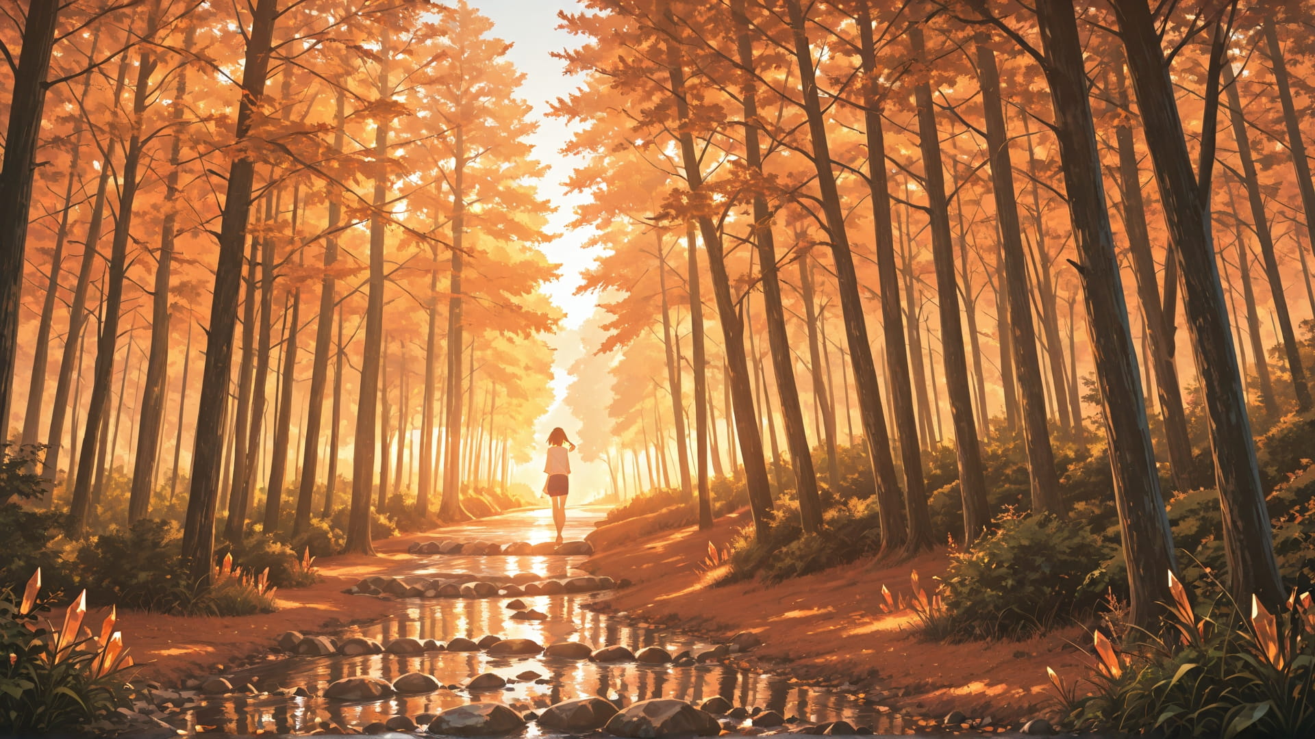 Orange Afternoon Nature Crystal smartphone wallpaper free download, vertical 16:9 format, Orange, Afternoon, Nature, Summer 001