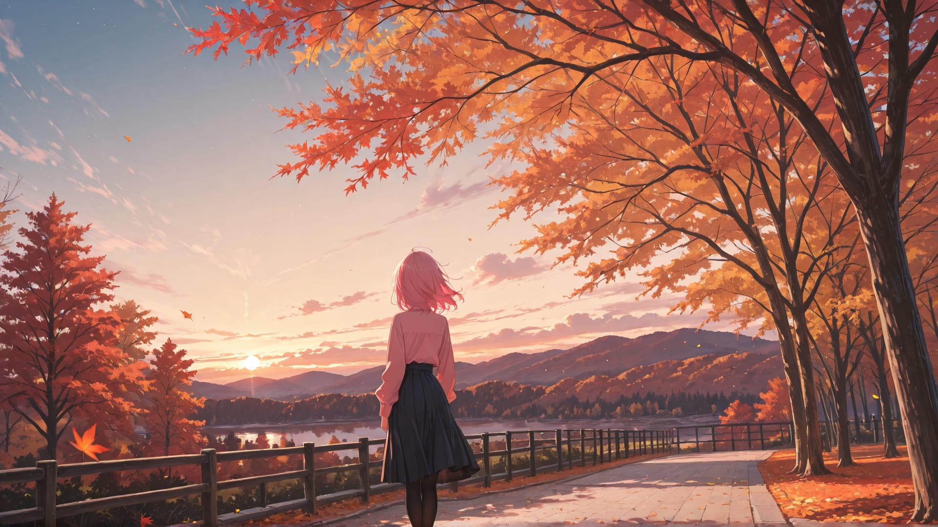 Pink Afternoon Sky Crystal smartphone wallpaper free download, vertical 16:9 format, Pink, Afternoon, Sky, Autumn 001