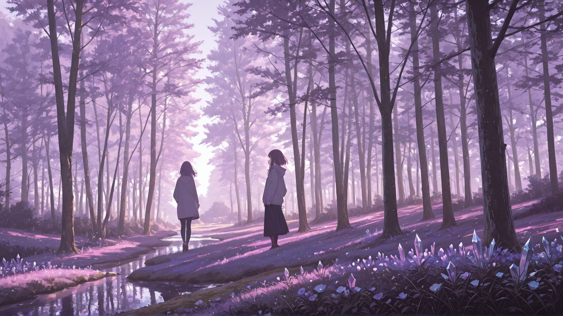 Purple Afternoon Nature Crystal smartphone wallpaper free download, vertical 16:9 format, Purple, Afternoon, Nature, Spring 001