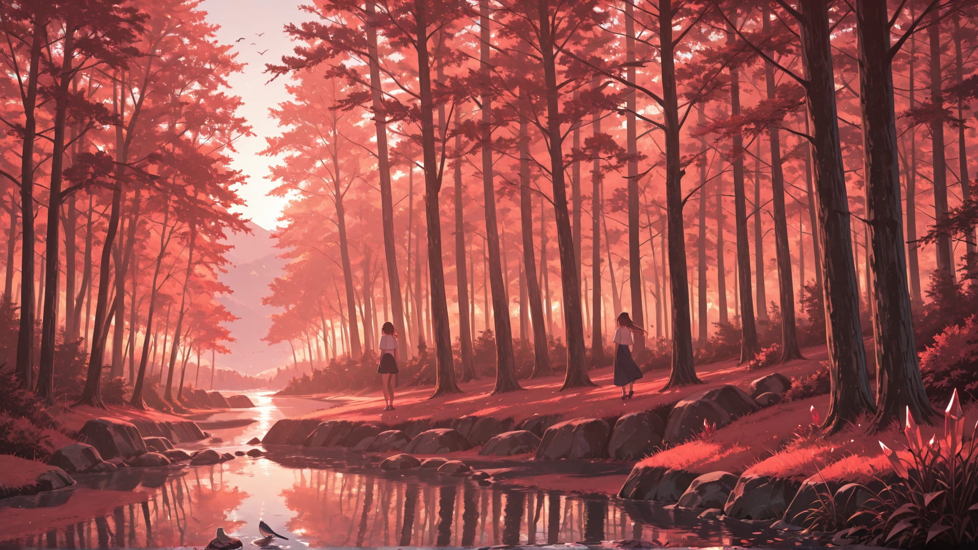 Red Afternoon Nature Crystal smartphone wallpaper free download, vertical 16:9 format, Red, Afternoon, Nature, Summer