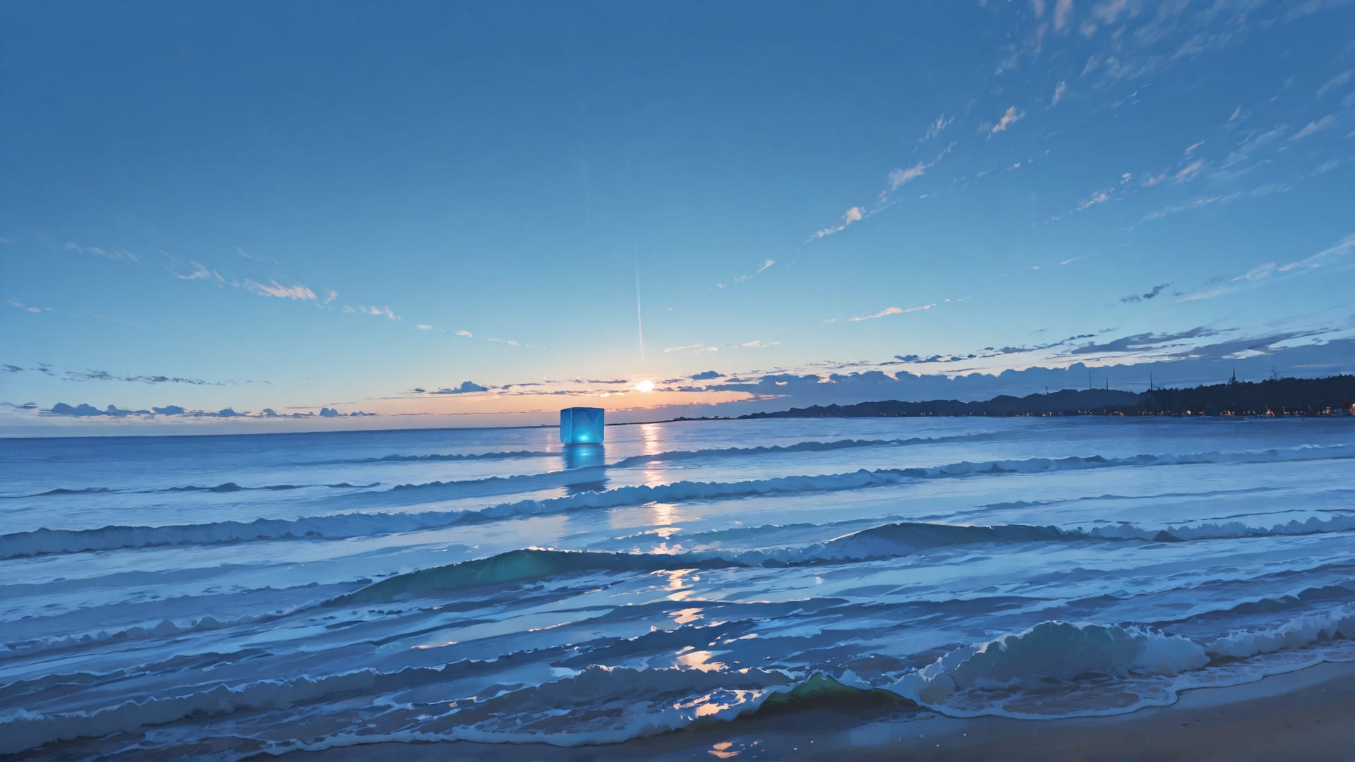 Blue Afternoon Sky Cube smartphone wallpaper free download, vertical 16:9 format, Blue, Afternoon, Sky, Winter 001