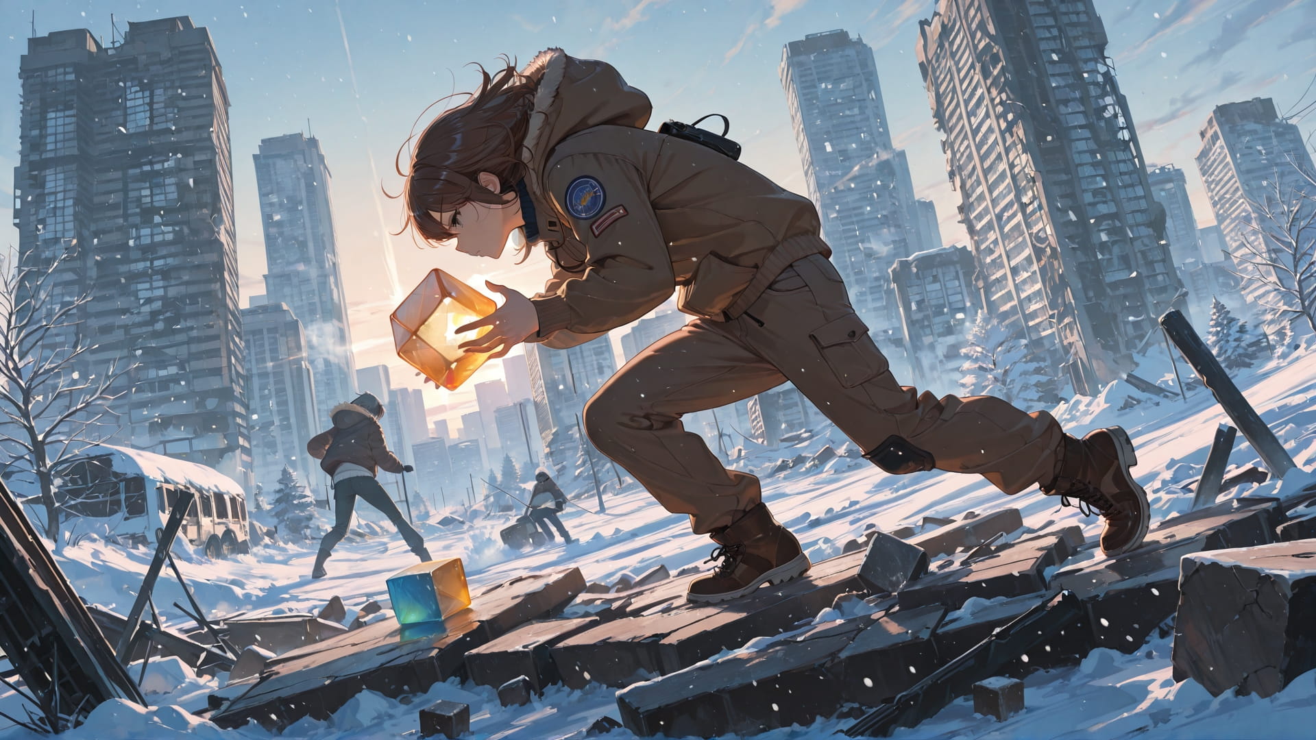 Brown Afternoon City Cube smartphone wallpaper free download, vertical 16:9 format, Brown, Afternoon, City, Winter 001