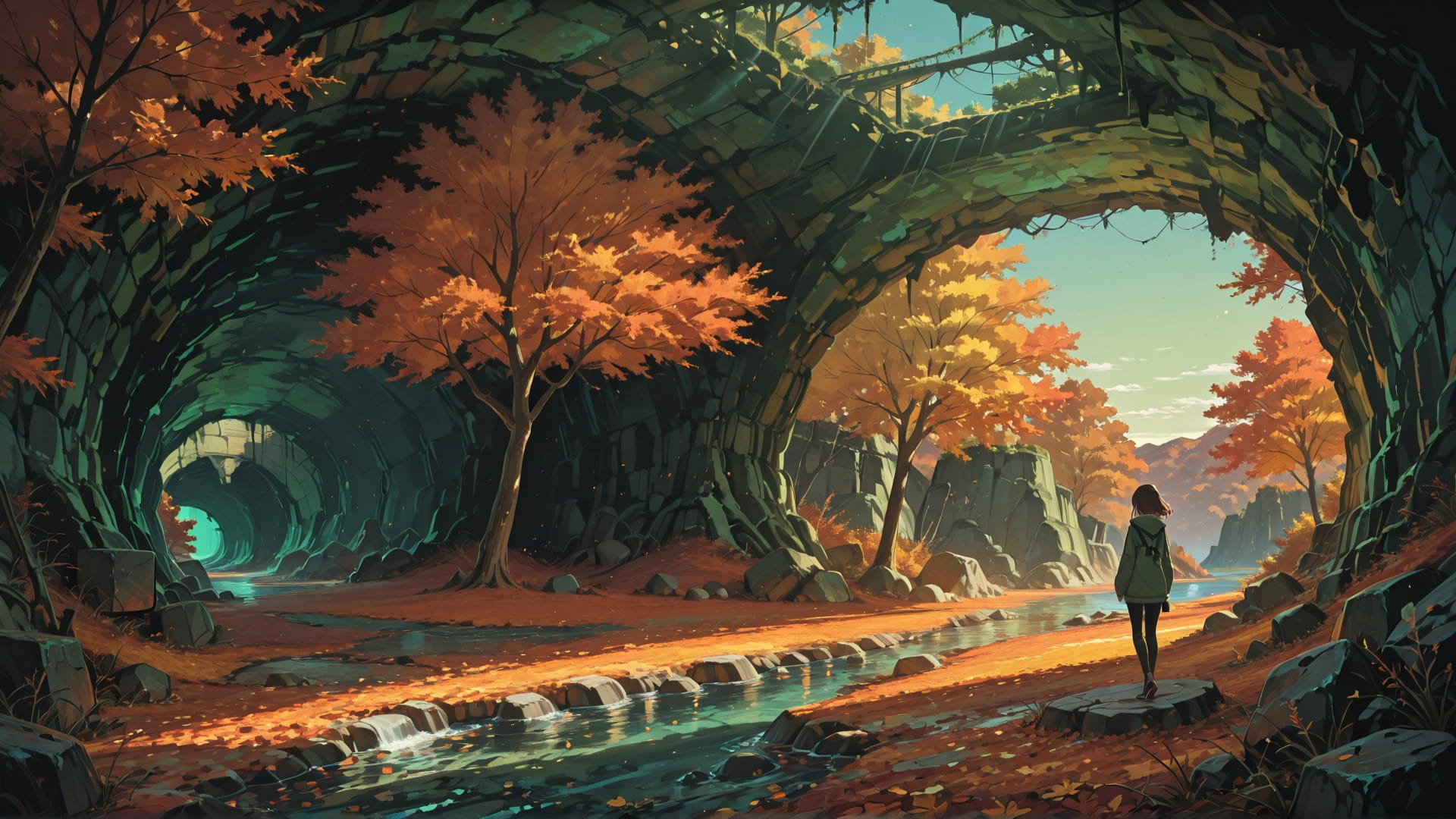 Green Afternoon Sky Cube smartphone wallpaper free download, vertical 16:9 format, Green, Afternoon, Sky, Autumn 001