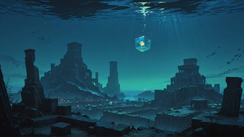 Green Night City Cube smartphone wallpaper free download, vertical 9:16 format, Green, Night, City, Winter 001