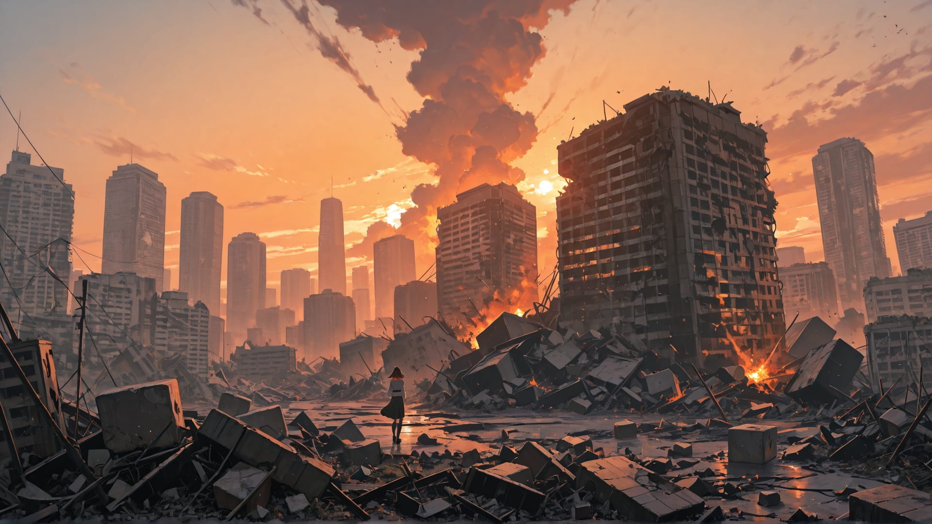 Orange Afternoon City Cube smartphone wallpaper free download, vertical 16:9 format, Orange, Afternoon, City, Spring 001