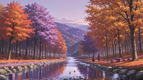 Purple Afternoon Sea Cube smartphone wallpaper free download, vertical 9:16 format, Purple, Afternoon, Sea, Autumn 001