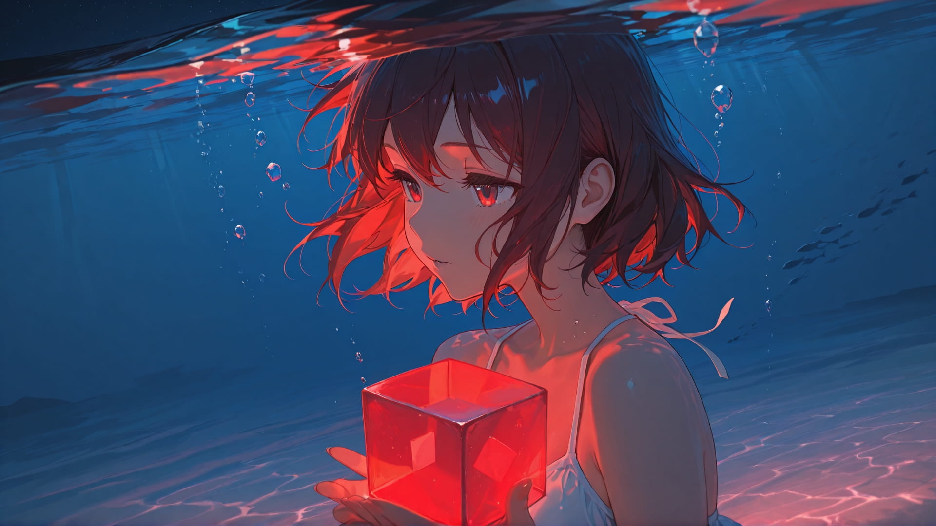 Red Night Sky Cube smartphone wallpaper free download, vertical 16:9 format, Red, Night, Sky, Summer 001