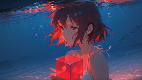 Red Night Sky Cube smartphone wallpaper free download, vertical 9:16 format, Red, Night, Sky, Summer 001