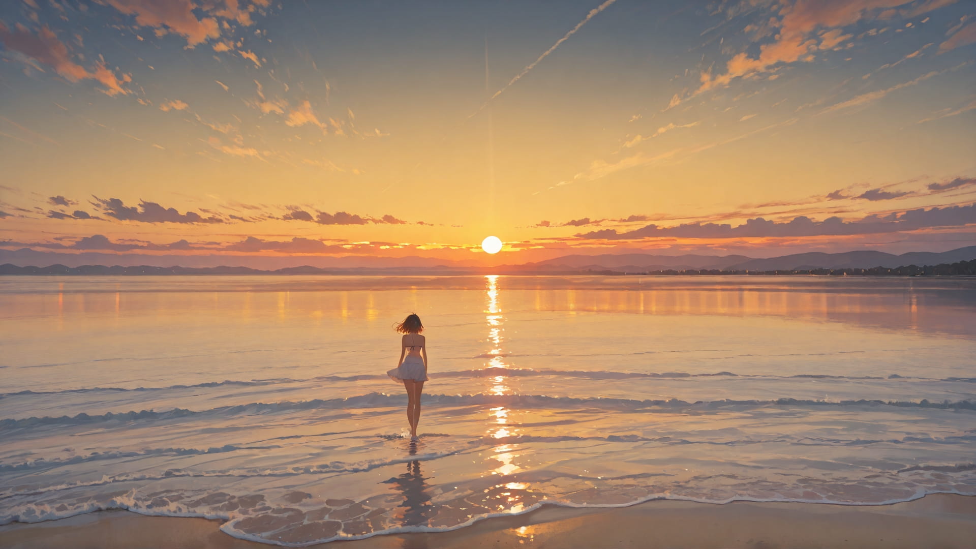 Yellow Sunset Sea Cube smartphone wallpaper free download, vertical 16:9 format, Yellow, Sunset, Sea, Summer 001