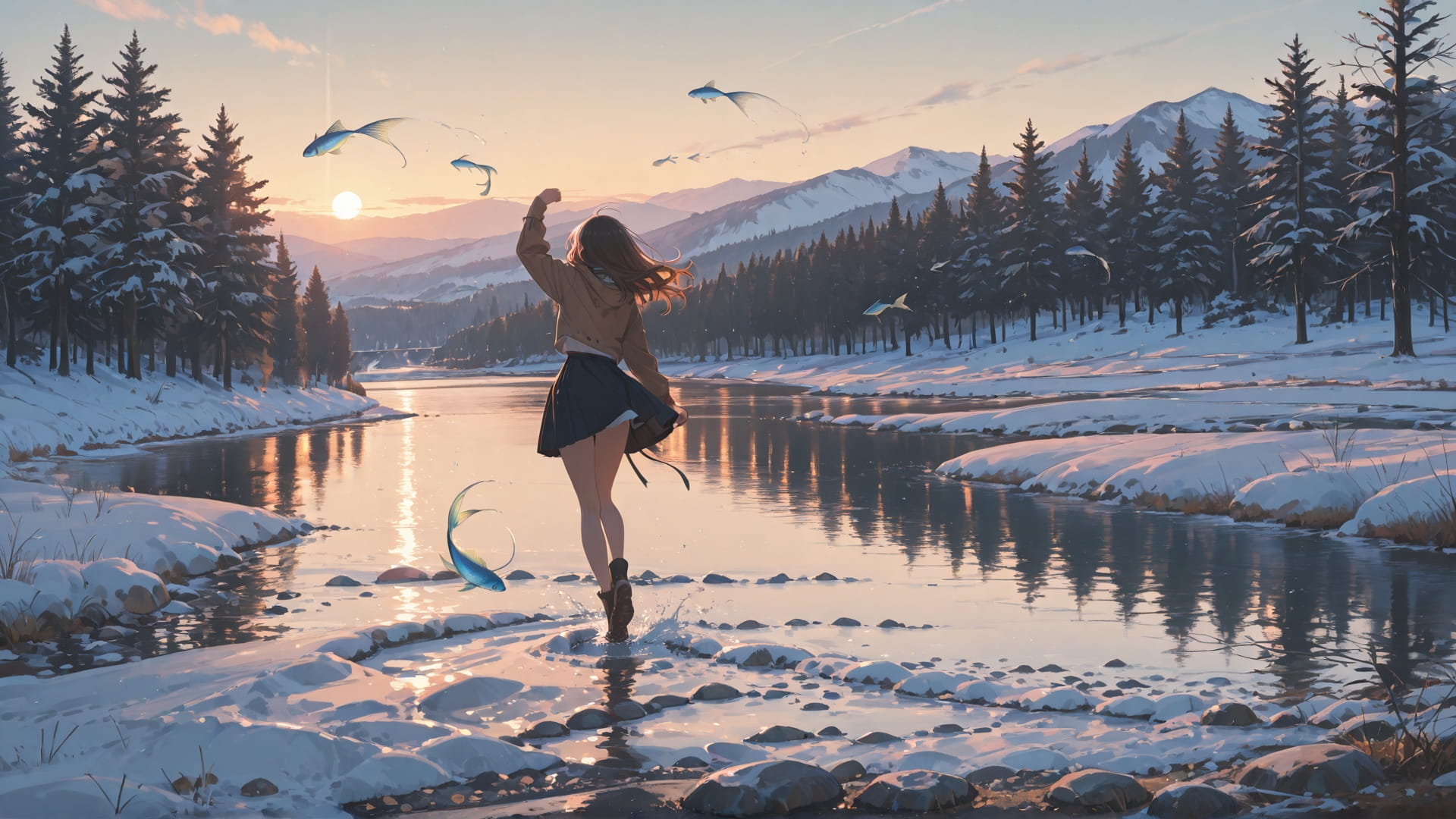 Brown Afternoon Sea Dance smartphone wallpaper free download, vertical 16:9 format, Brown, Afternoon, Sea, Winter