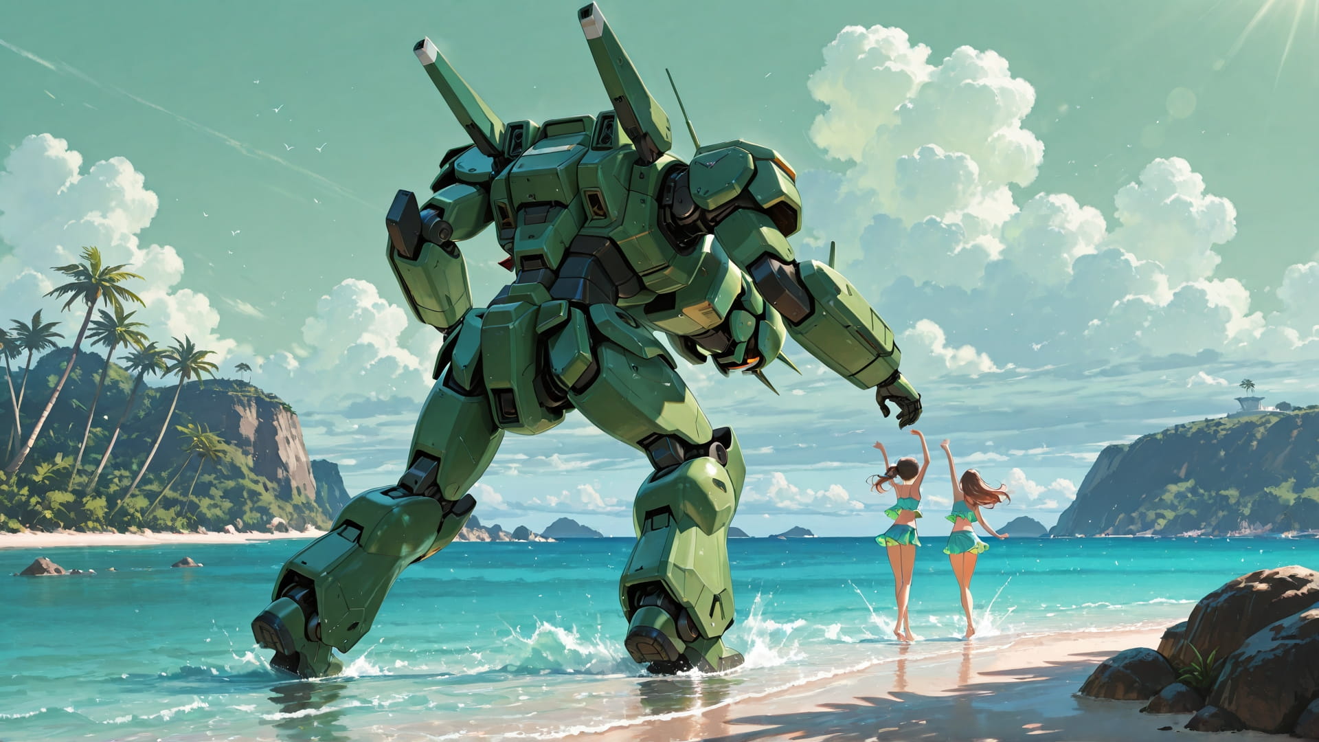 Green Afternoon Sea Dance smartphone wallpaper free download, vertical 16:9 format, Green, Afternoon, Sea, Summer