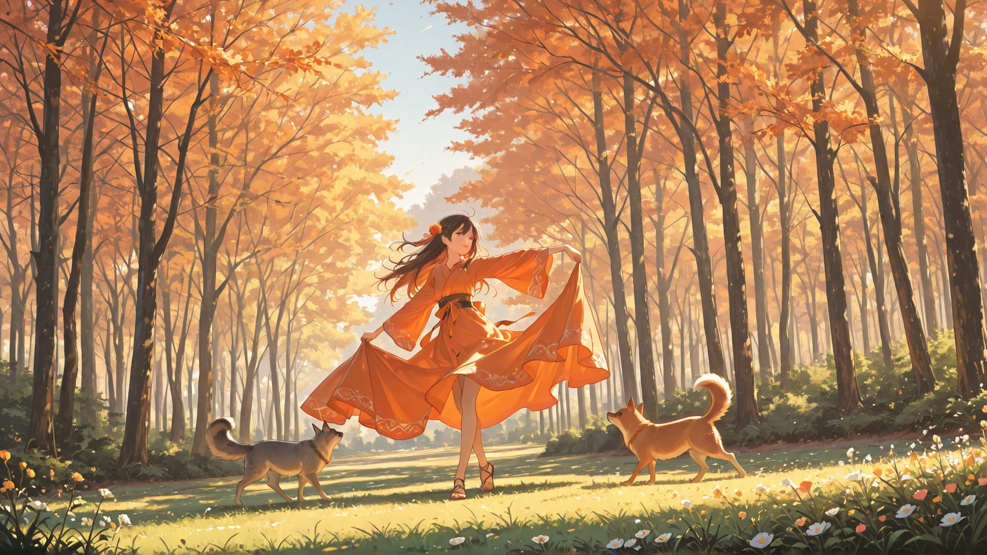 Orange Afternoon Nature Dance smartphone wallpaper free download, vertical 16:9 format, Orange, Afternoon, Nature, Spring
