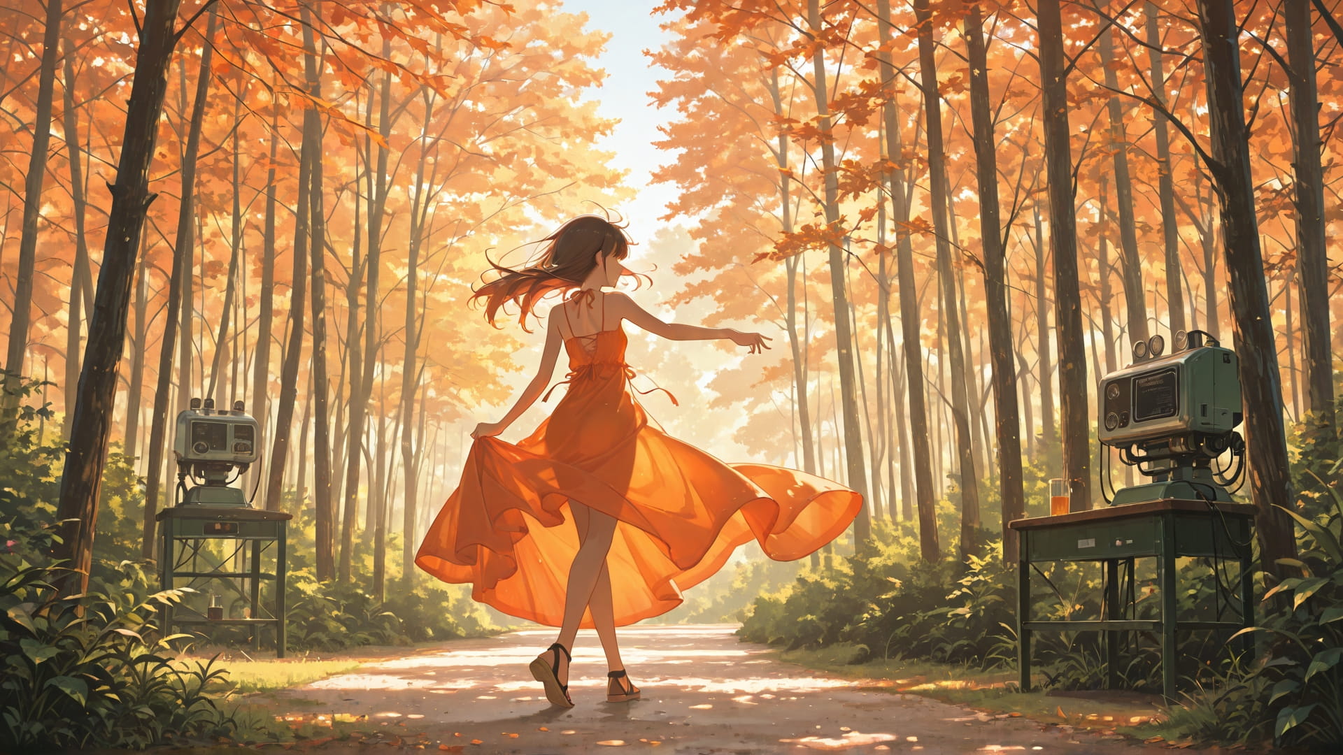 Orange Afternoon Nature Dance smartphone wallpaper free download, vertical 16:9 format, Orange, Afternoon, Nature, Summer