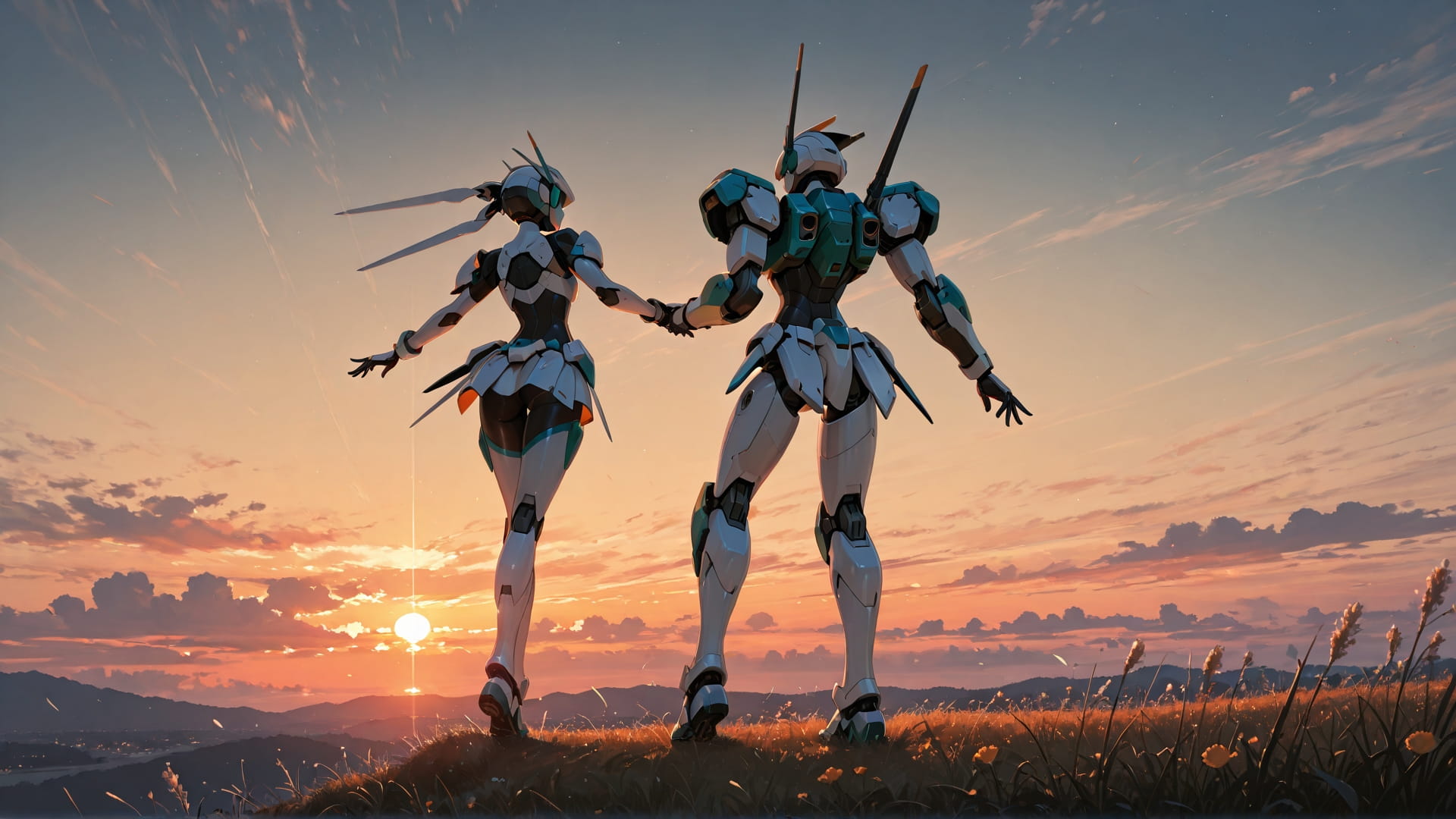 Orange Sunset Sky Dance smartphone wallpaper free download, vertical 16:9 format, Orange, Sunset, Sky, Spring