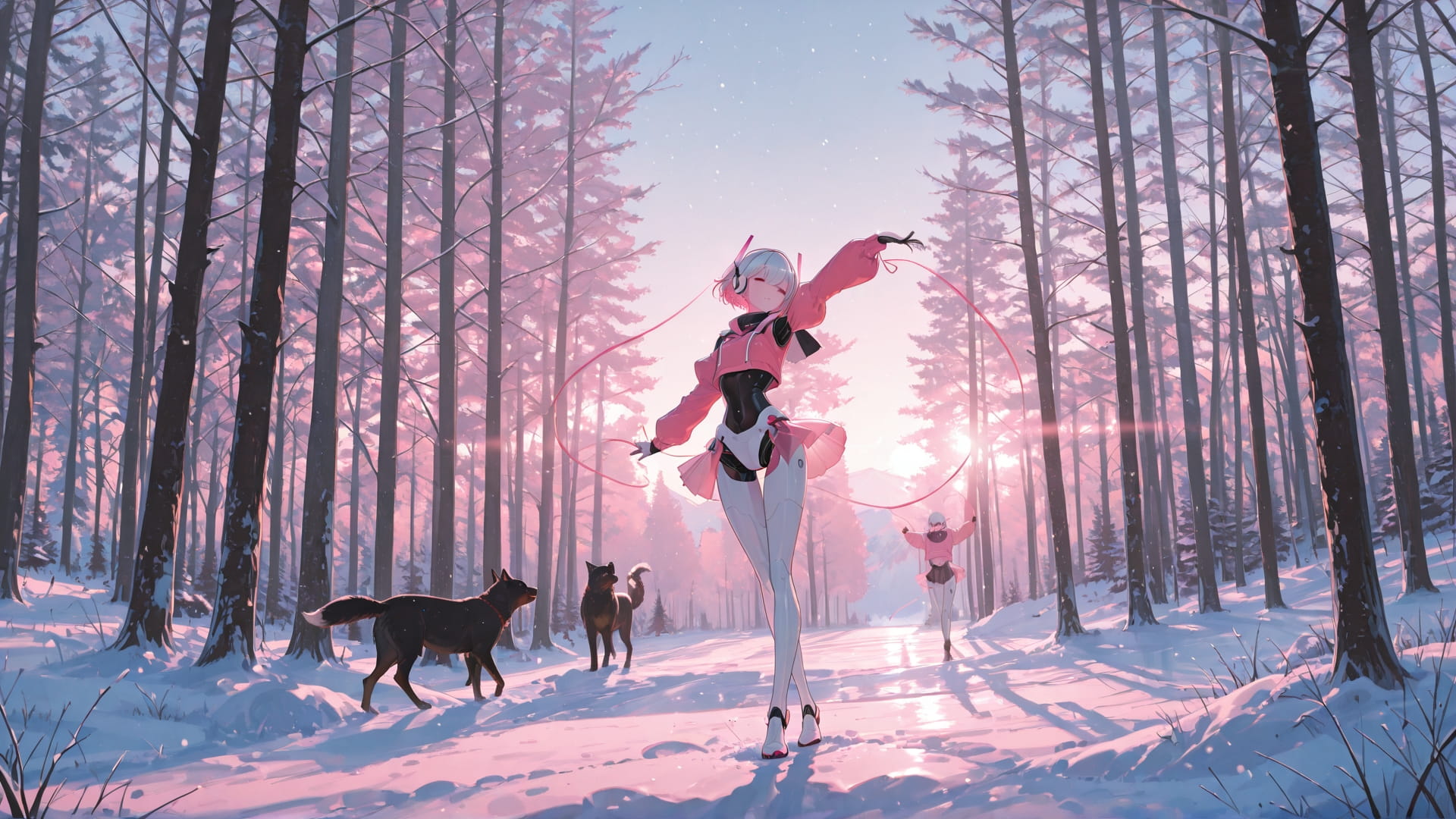 Pink Afternoon Nature Dance smartphone wallpaper free download, vertical 16:9 format, Pink, Afternoon, Nature, Winter