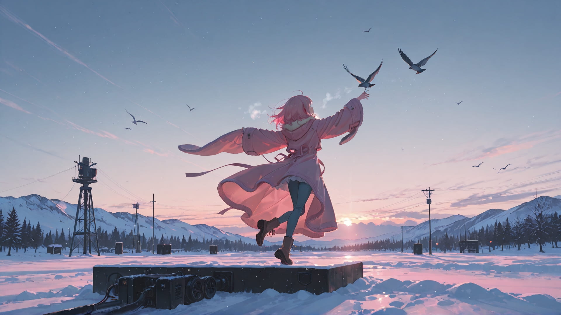 Pink Afternoon Sky Dance smartphone wallpaper free download, vertical 16:9 format, Pink, Afternoon, Sky, Winter