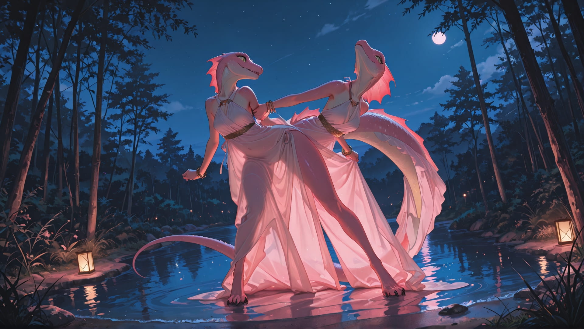 Pink Night Nature Dance smartphone wallpaper free download, vertical 16:9 format, Pink, Night, Nature, Summer