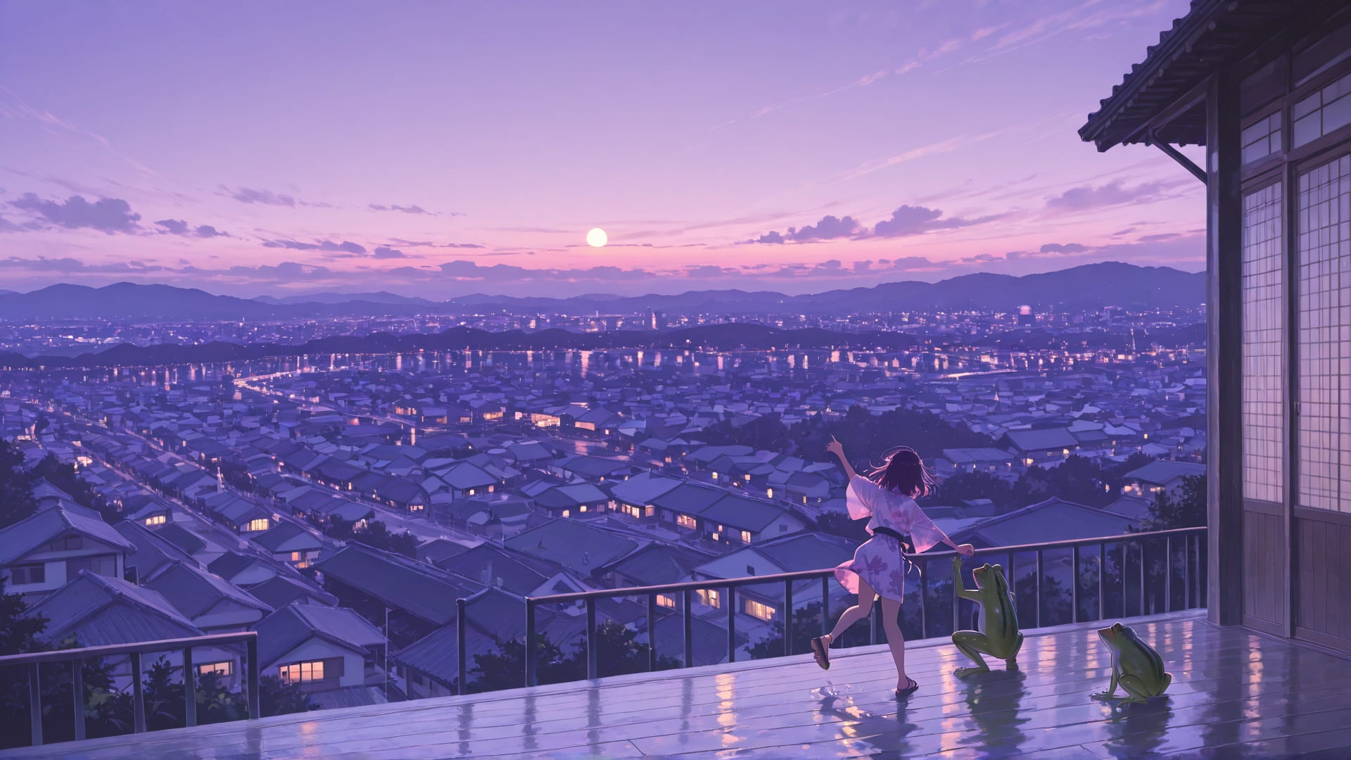 Purple Afternoon City Dance smartphone wallpaper free download, vertical 16:9 format, Purple, Afternoon, City, Summer