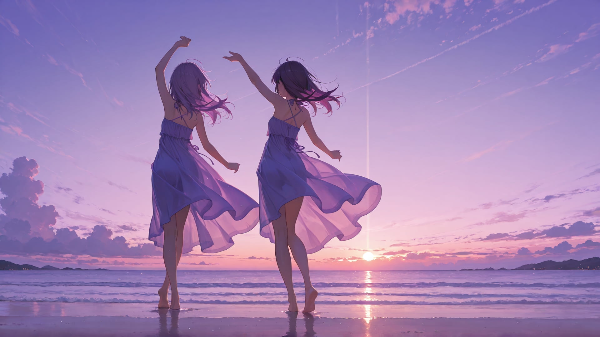 Purple Afternoon Sky Dance smartphone wallpaper free download, vertical 16:9 format, Purple, Afternoon, Sky, Summer 001