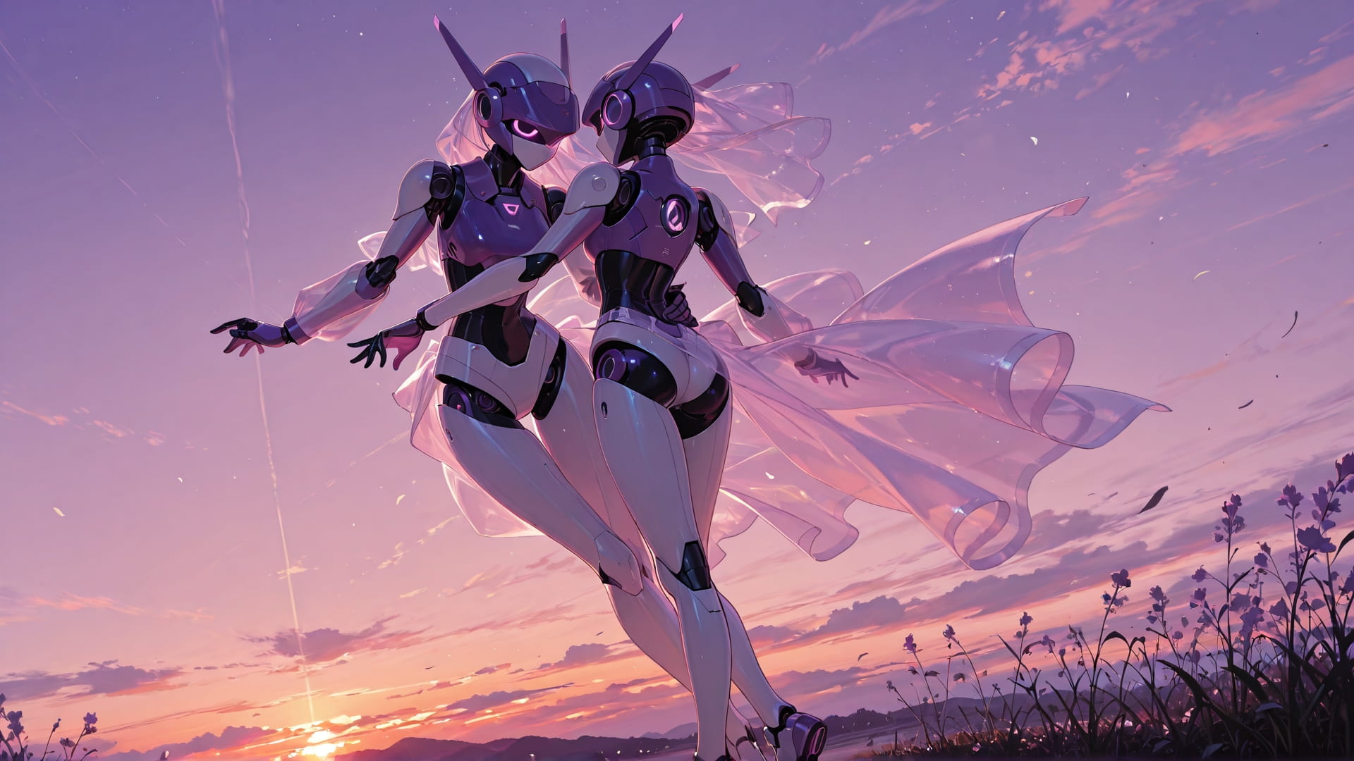 Purple Sunset Sky Dance smartphone wallpaper free download, vertical 16:9 format, Purple, Sunset, Sky, Spring