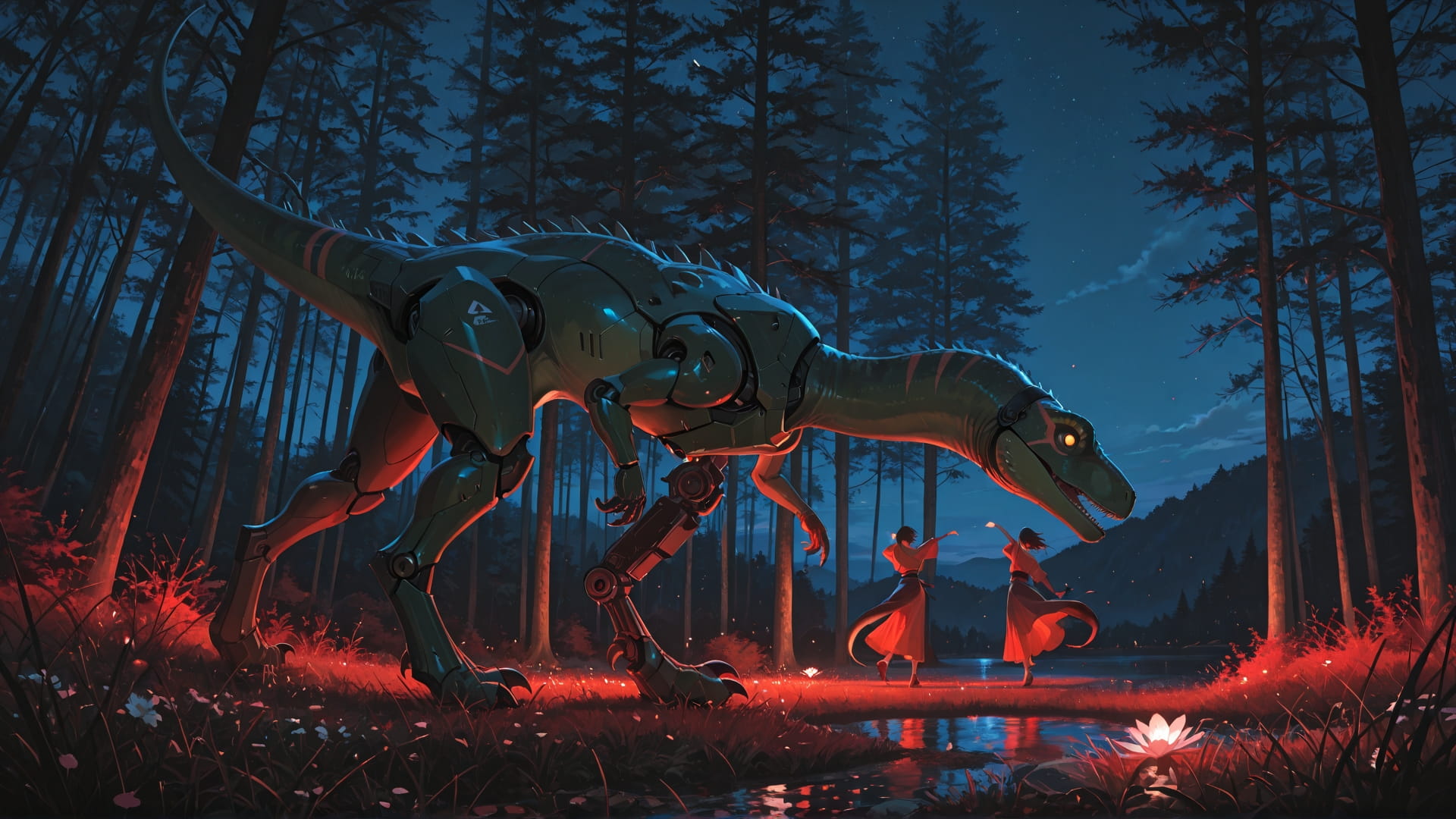 Red Night Nature Dance smartphone wallpaper free download, vertical 16:9 format, Red, Night, Nature, Spring