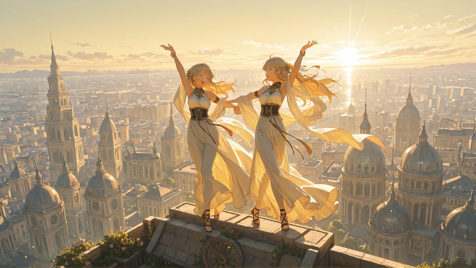 Yellow Afternoon City Dance smartphone wallpaper free download, vertical 16:9 format, Yellow, Afternoon, City, Spring