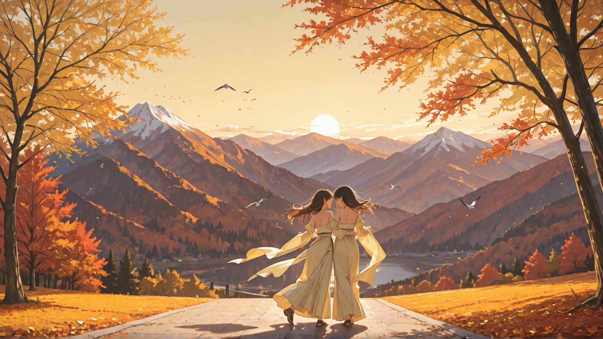Yellow Afternoon Mountain Dance smartphone wallpaper free download, vertical 16:9 format, Yellow, Afternoon, Mountain, Autumn