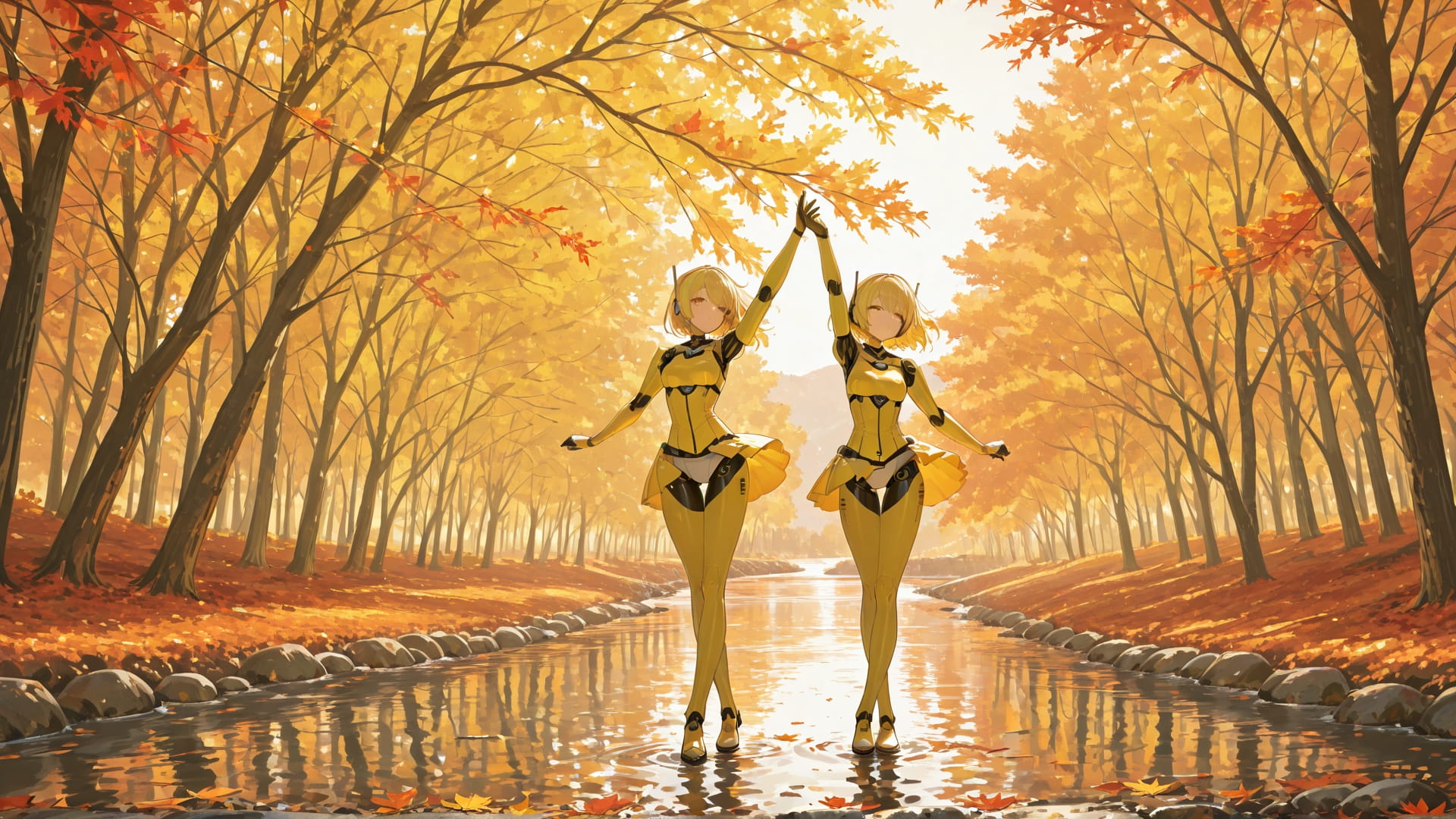 Yellow Afternoon Sea Dance smartphone wallpaper free download, vertical 16:9 format, Yellow, Afternoon, Sea, Autumn