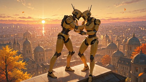 Yellow Sunset City Dance smartphone wallpaper free download, vertical 9:16 format, Yellow, Sunset, City, Autumn