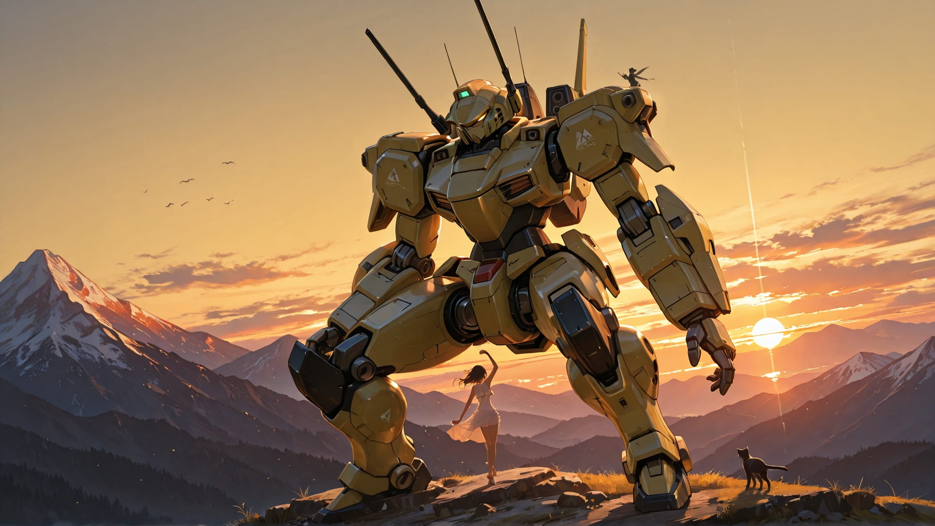 Yellow Sunset Mountain Dance smartphone wallpaper free download, vertical 16:9 format, Yellow, Sunset, Mountain, Summer