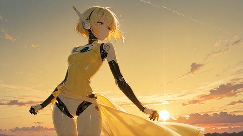 Yellow Sunset Sky Dance smartphone wallpaper free download, vertical 9:16 format, Yellow, Sunset, Sky, Spring