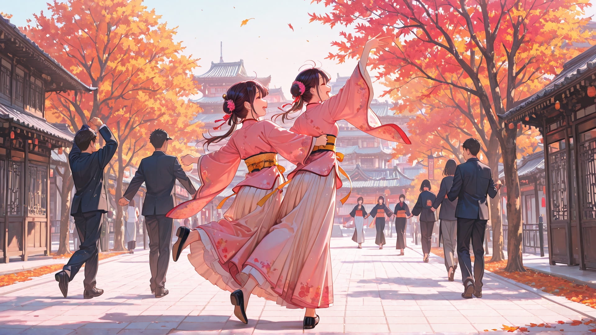 Pink Afternoon City DemocracyDay smartphone wallpaper free download, vertical 16:9 format, Pink, Afternoon, City, Autumn 001
