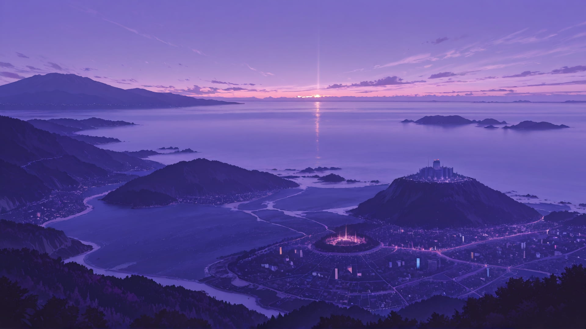 Purple Afternoon Sea DemocracyDay smartphone wallpaper free download, vertical 16:9 format, Purple, Afternoon, Sea, Spring 001