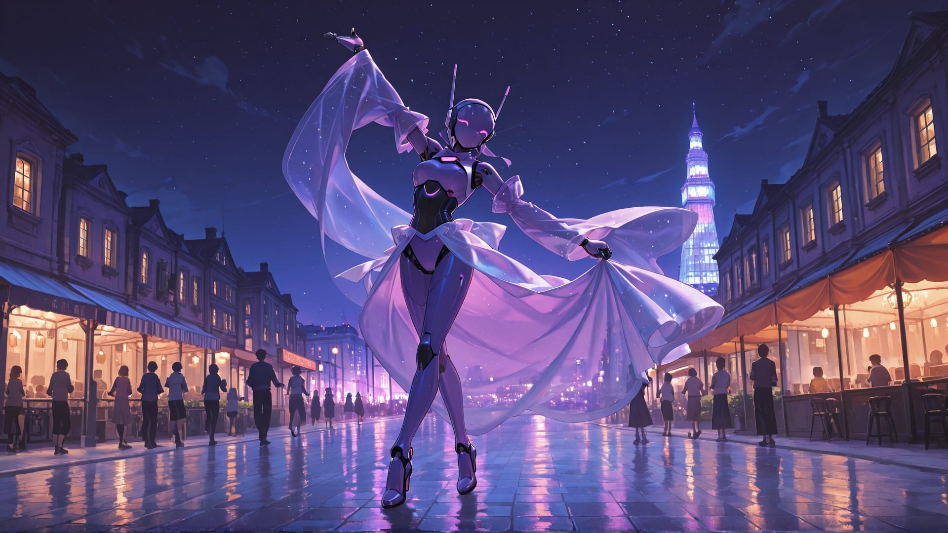 Purple Night City DemocracyDay smartphone wallpaper free download, vertical 16:9 format, Purple, Night, City, Summer