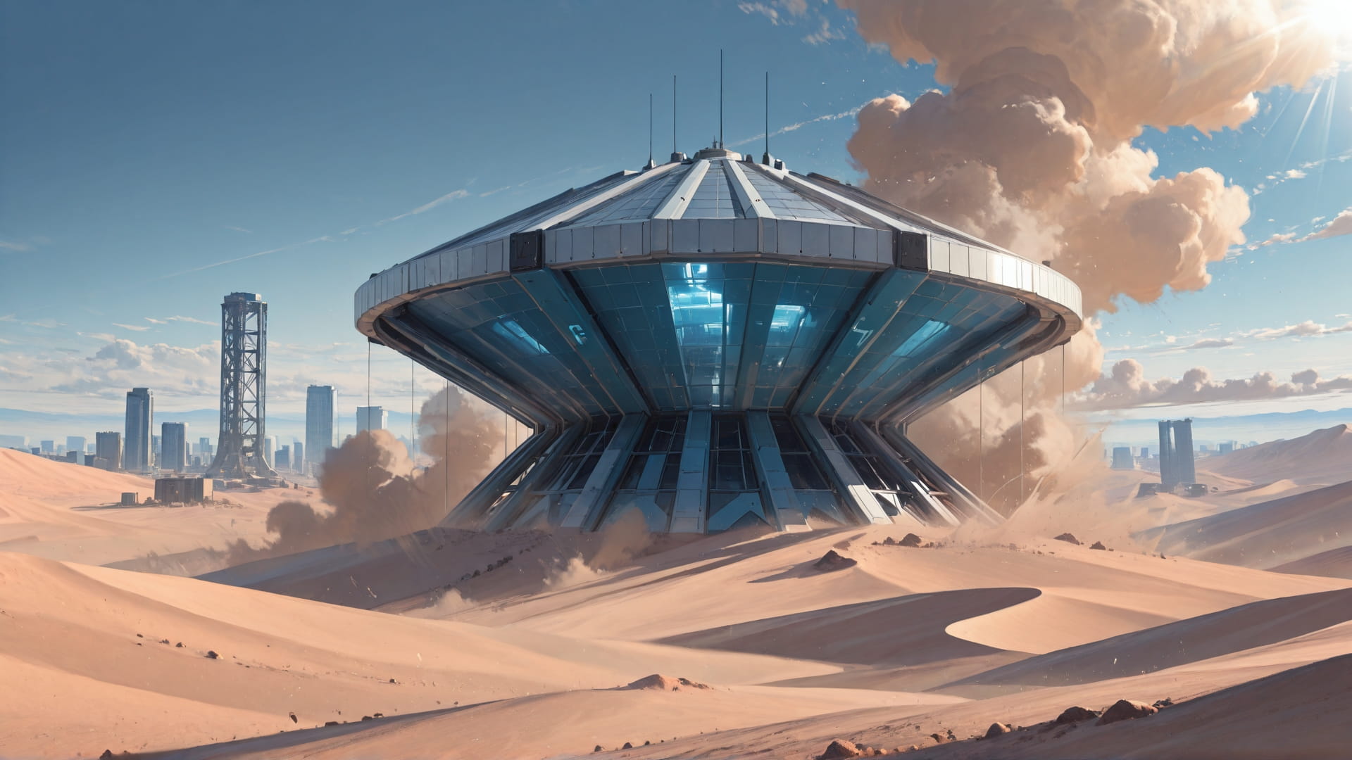 Blue Afternoon City Desert smartphone wallpaper free download, vertical 16:9 format, Blue, Afternoon, City, Winter 001