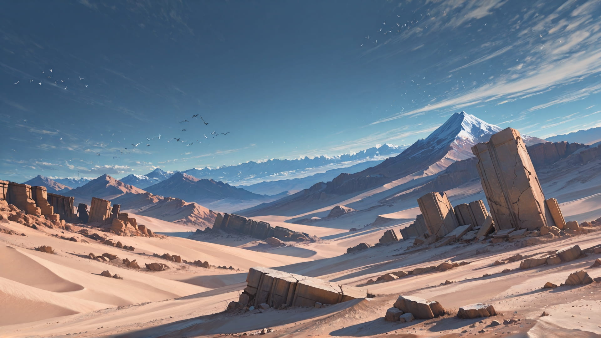 Blue Afternoon Mountain Desert smartphone wallpaper free download, vertical 16:9 format, Blue, Afternoon, Mountain, Spring