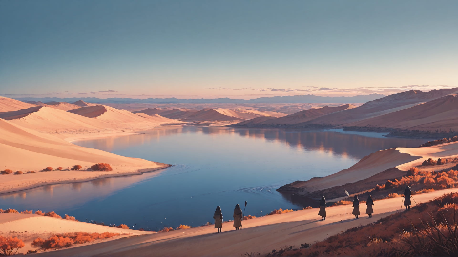 Blue Afternoon Sea Desert smartphone wallpaper free download, vertical 16:9 format, Blue, Afternoon, Sea, Autumn 001