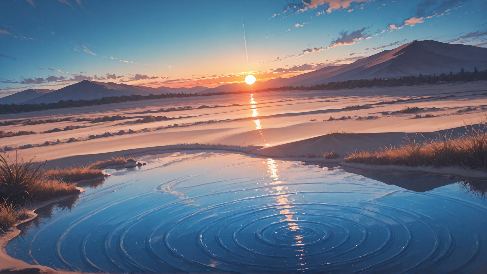 Blue Sunset Nature Desert smartphone wallpaper free download, vertical 16:9 format, Blue, Sunset, Nature, Summer 001