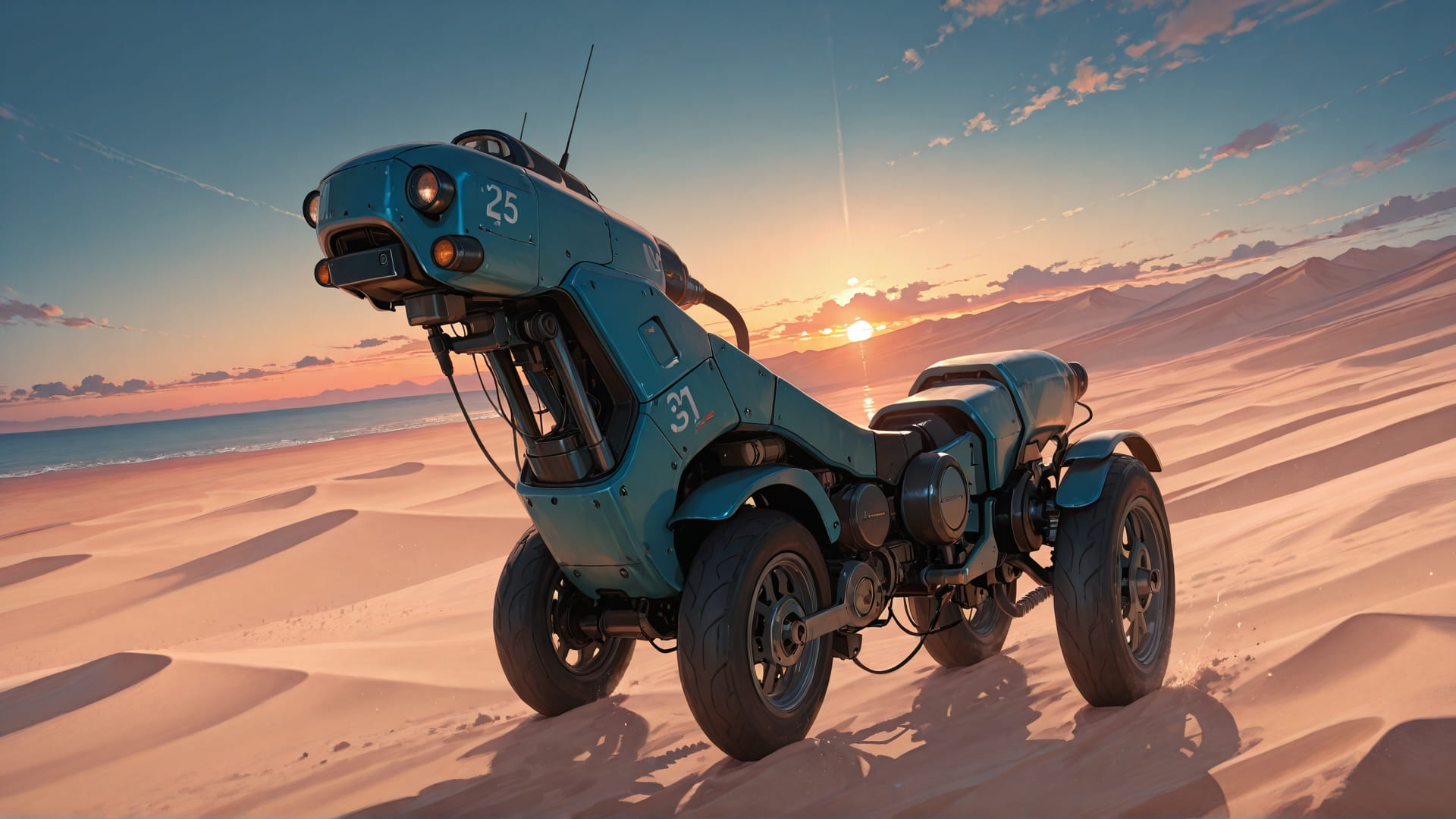 Blue Sunset Sea Desert smartphone wallpaper free download, vertical 16:9 format, Blue, Sunset, Sea, Spring