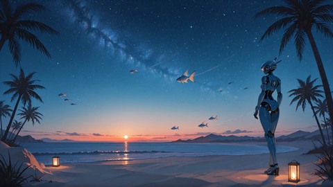 Blue Sunset Sea Desert smartphone wallpaper free download, vertical 9:16 format, Blue, Sunset, Sea, Winter