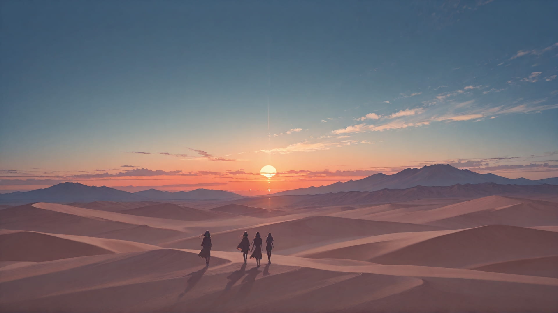 Blue Sunset Sky Desert smartphone wallpaper free download, vertical 16:9 format, Blue, Sunset, Sky, Summer 001