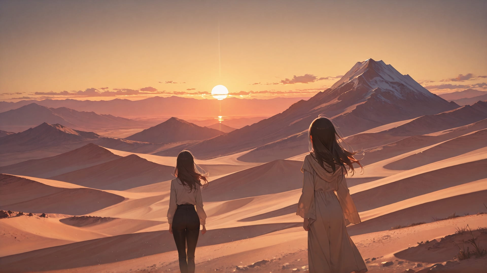 Brown Sunset Mountain Desert smartphone wallpaper free download, vertical 16:9 format, Brown, Sunset, Mountain, Spring