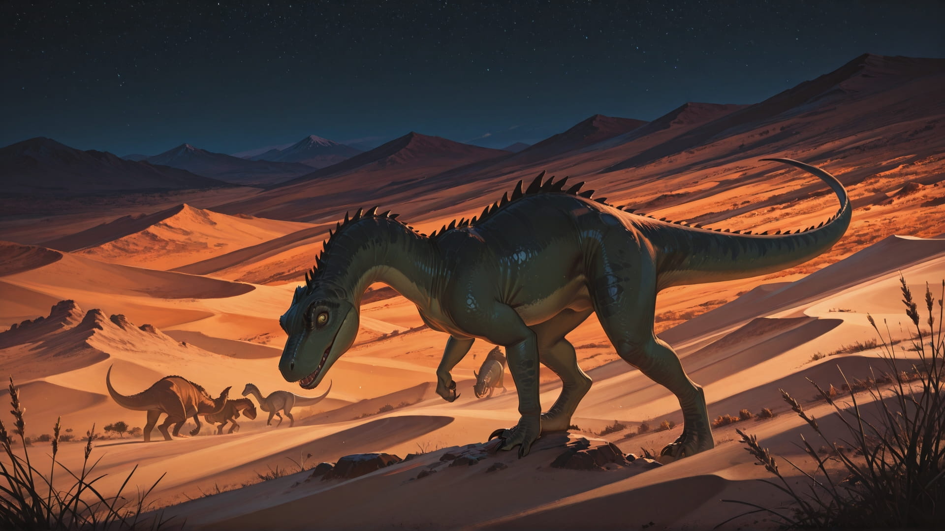 Orange Night Mountain Desert smartphone wallpaper free download, vertical 16:9 format, Orange, Night, Mountain, Autumn