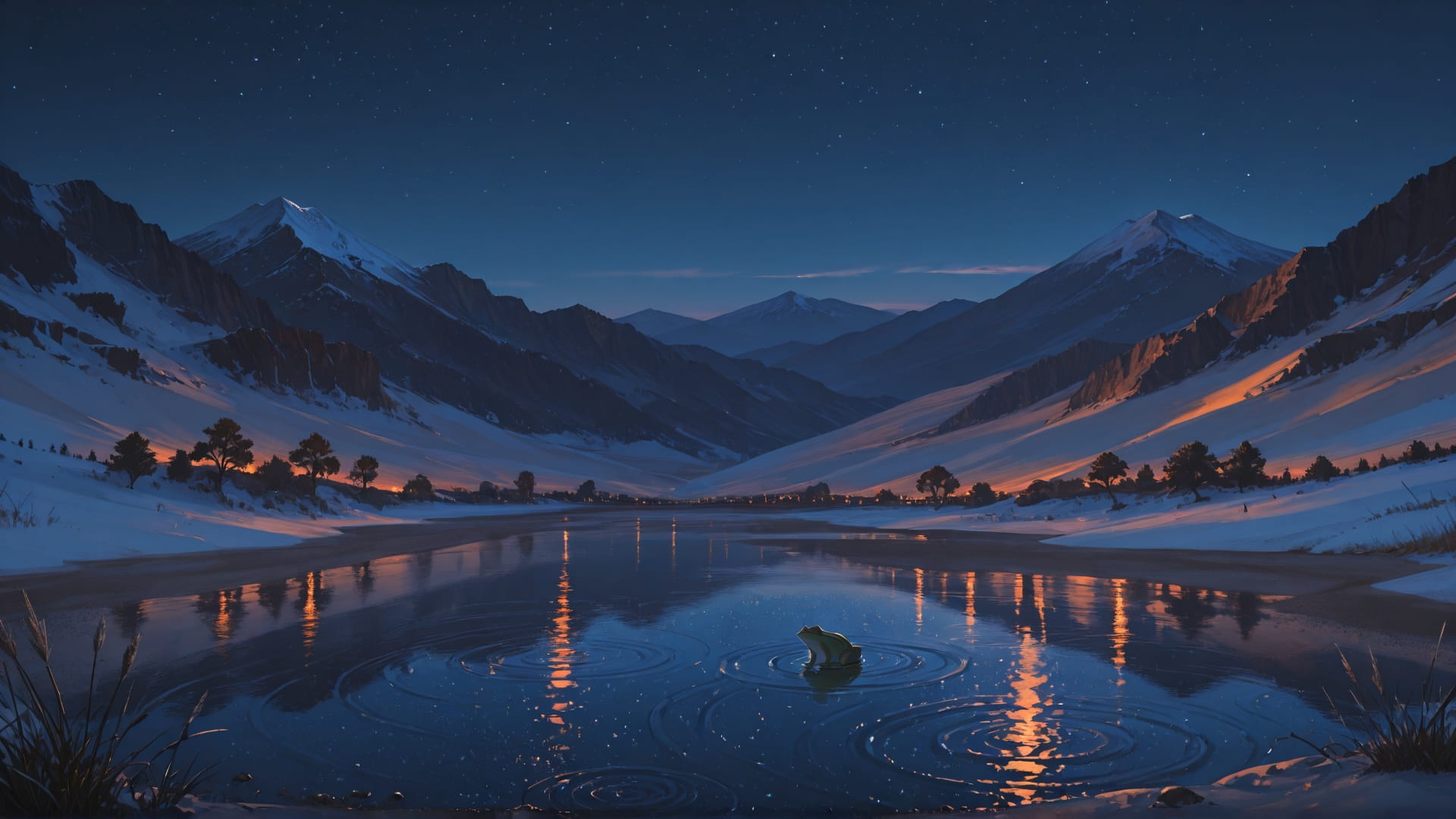 Orange Night Mountain Desert smartphone wallpaper free download, vertical 16:9 format, Orange, Night, Mountain, Winter